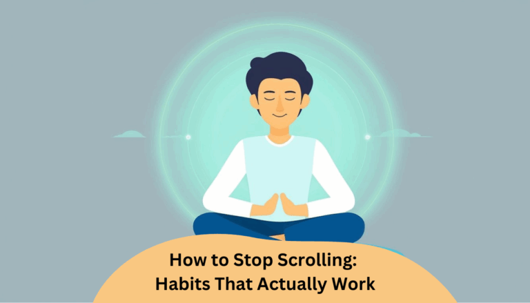 A man meditating instead of scrolling on his phone.