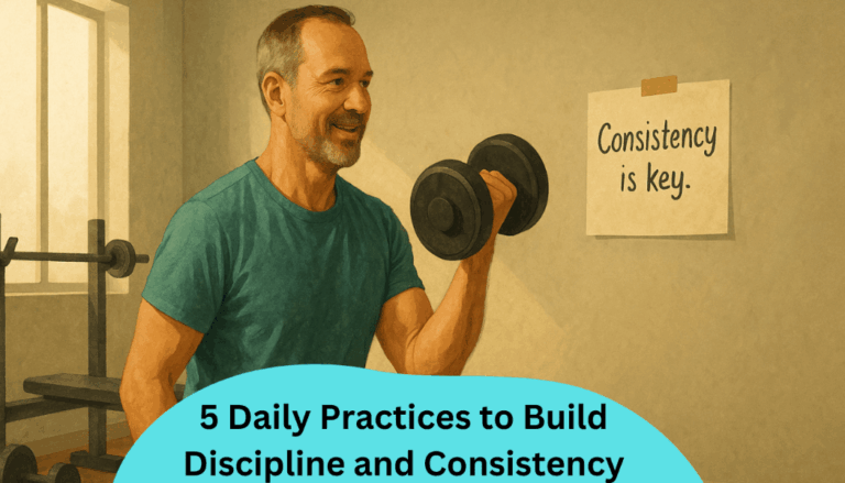 A man lifting weights to show consistency and discipline.