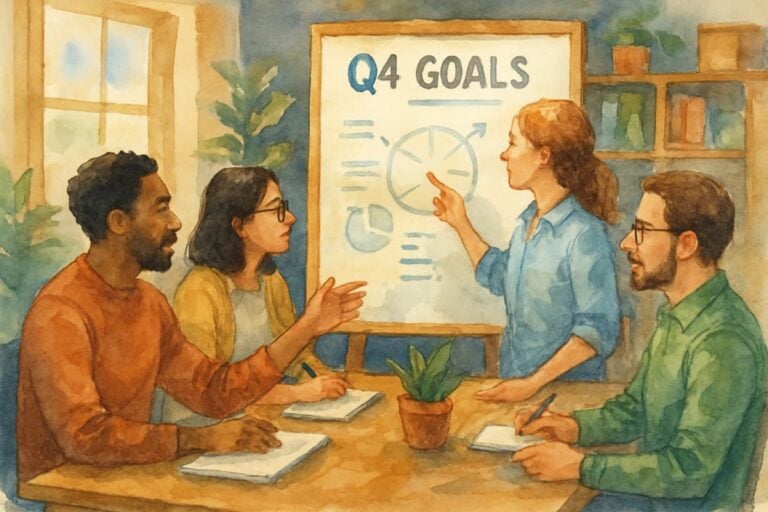 A meeting on how to stay on track with goals.